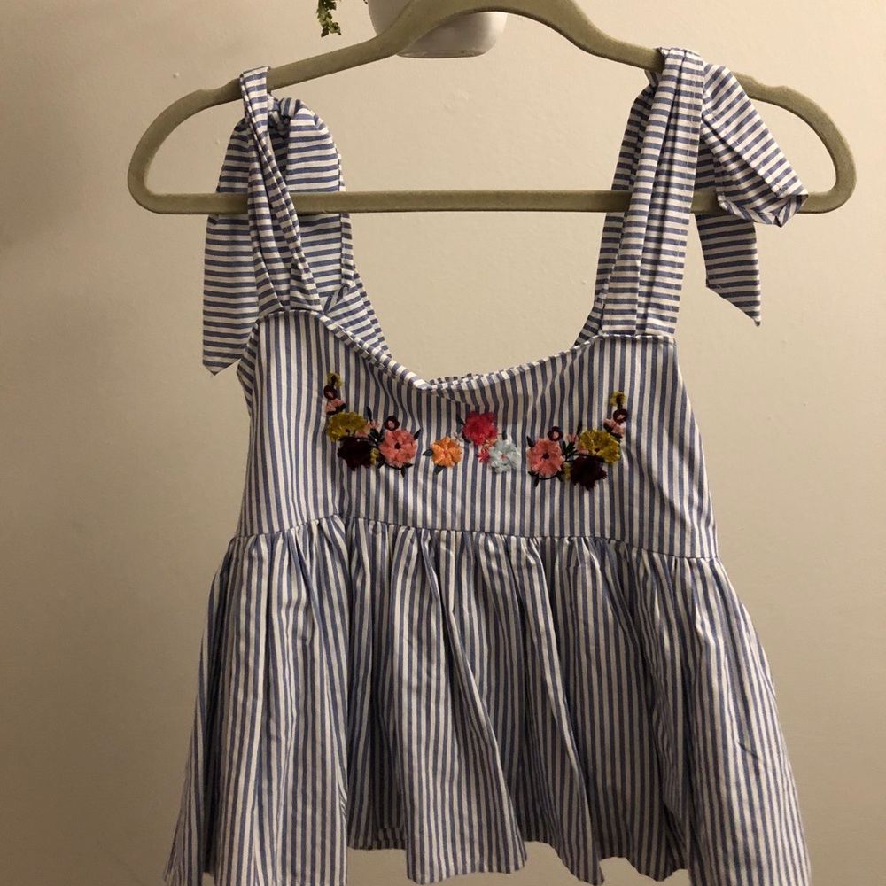 Zara pinstripe embroidered tank